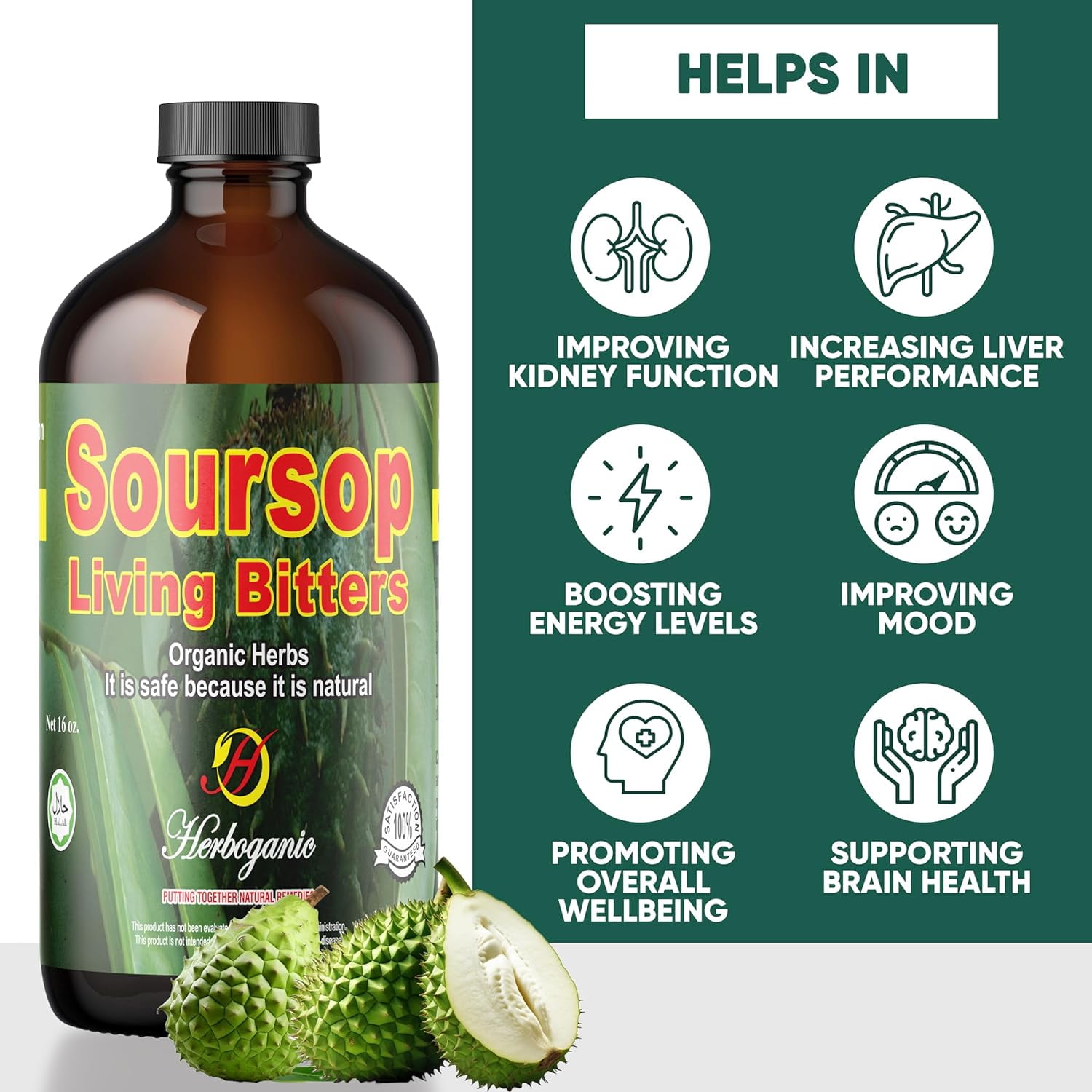 Herboganic Soursop Living Bitters - Natural 16 Ounces