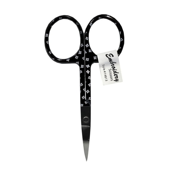 3 3/4 Inch Black Blossoms Embroidery Scissors