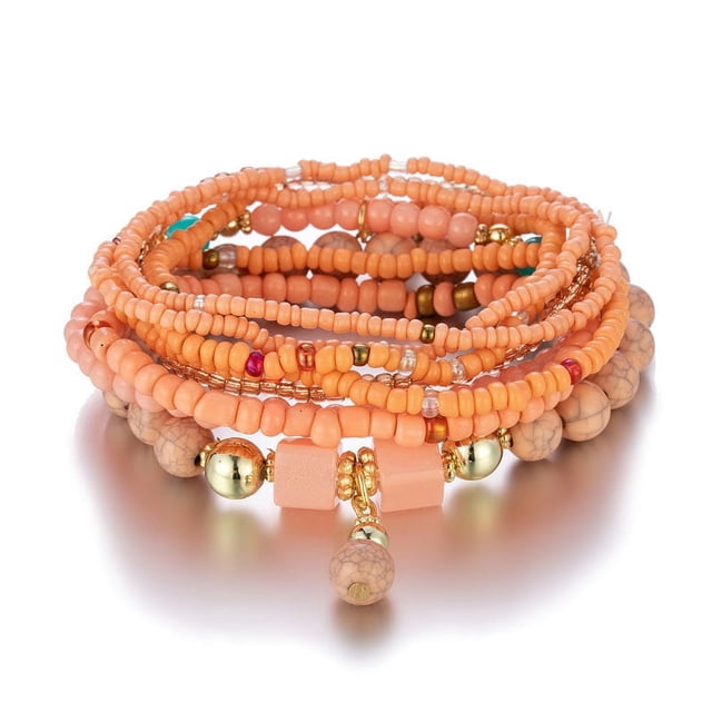 Pulsera de múltiples capas hecha a mano de Bohemia, pulsera creativa de cuentas de turquesa