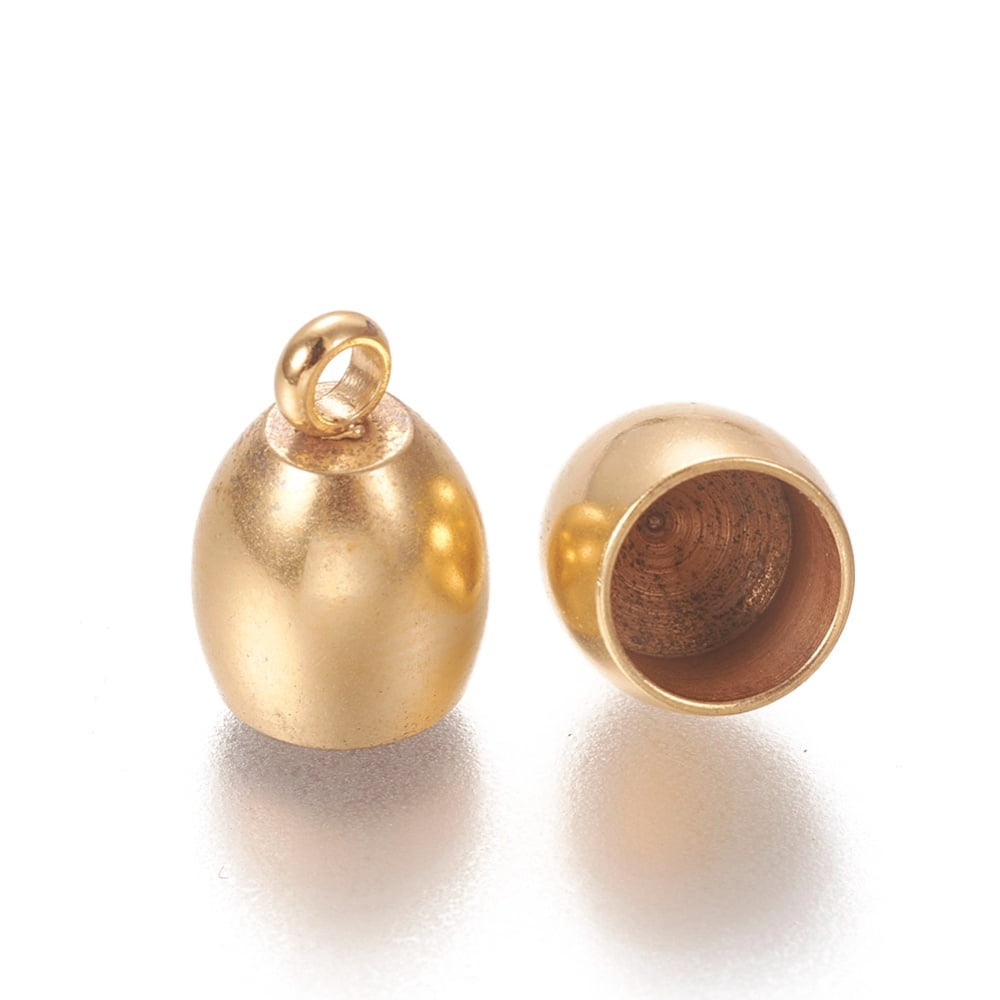 50pcs 201 Stainless Steel Cord Ends End Caps Barrel Golden 11x8mm Hole: 2.2mm Inner Diameter: 6mm for DIY