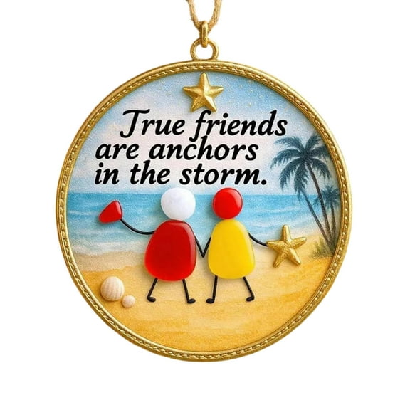 Coollooc Sea Glass Friendship Ornament, Acrylic Christmas Pendant Accessories, Handmade Sea Glass Art Set, Friendship Sisterhood Ornaments, Birthday Gift for Women Christmas Hanging Ornament(A)