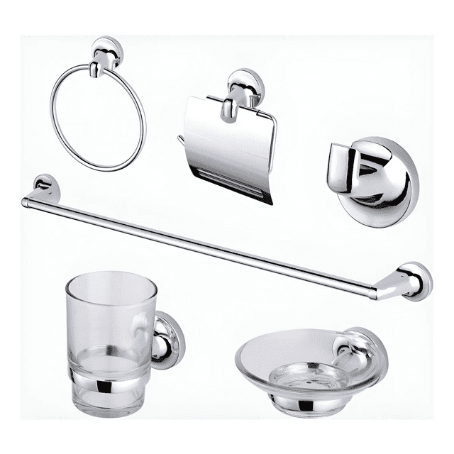Juego De Accesorios De Baño 6 Pzas Malubero, Plateados