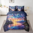 thumbnail image 2 of Manfei Multicolor Aurora 7pcs Bedding Comforter Set,Galaxy Starry Sky Queen Bedding Sets,Orange Sunset Queen Sheet Sets For Men Women,Super Cozy Room Decor Reversible, 2 of 8