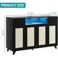 thumbnail image 2 of 47 Inch Modern Entertainment Sideboard with LED Lights & Power Outlet, Rattan & Wood Storage Cabinet, 2 of 8