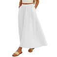thumbnail image 5 of Arlun Casual Long Pleated Skirt for Women Elegant Eyelet Solid Color Flowy Summer Maxi Skirts Elastic High Waist Simple Stylish Beach Vacation Skirt Comfort for Everyday Wear White XL, 5 of 6