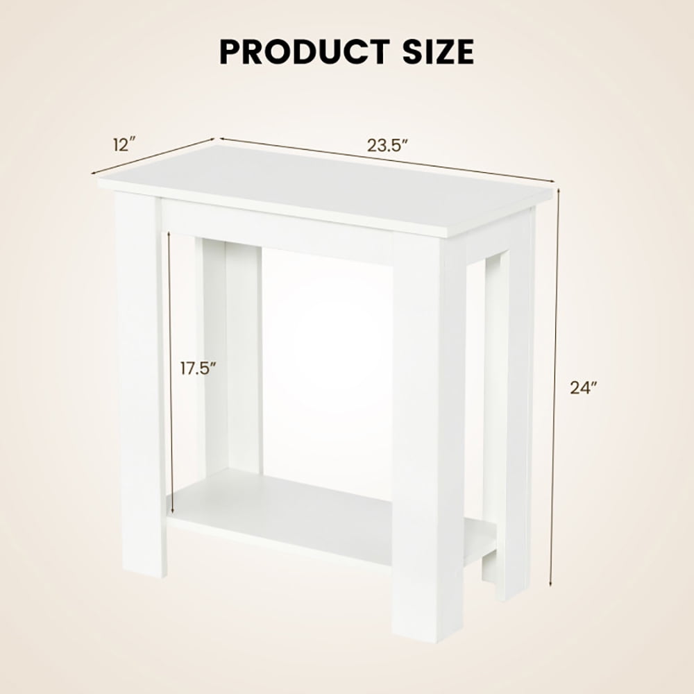 Finihen End Table, 2-Tier Modern Compact End Table with Storage Shelf, Sofa Side Table, Bed Side Table, for Living Room, Bedroom, White Finihen End Table, 2-Tier Modern Compact End Table with Storage Shelf, Sofa Side Table, Bed Side Table, for Living Room, Bedroom, White