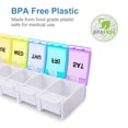 thumbnail image 3 of Weekly Pill Organizer Arthritis Friendly, BPA Free Travel 7 Day Pill Box Case with Spring Open Design and Large Compartment to Hold Vitamins, Cod Liver Oil, Supplements and Medication, 3 of 6