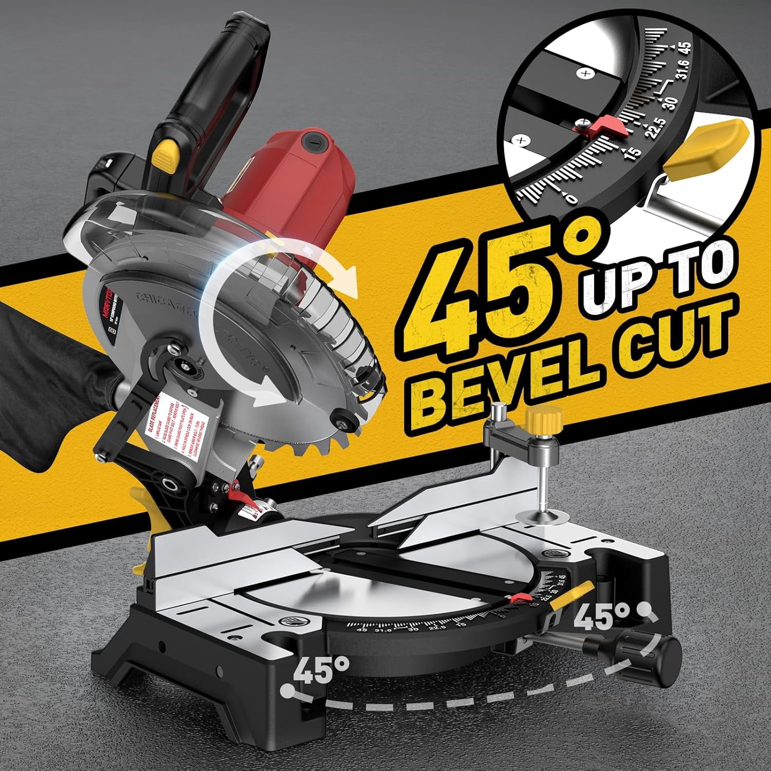 Anqdy 10 inch Miter Saw 15 Amp Single Bevel Compound
