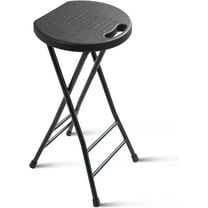 SSyao 24-Inch Folding Stool with Handle, Folding Bar Stool with Non-Slip Feet,Folding Chair,Indoor and Outdoor Foldable Stool for Adults,600 lbs Capacity,Kitchen,Game Room-24-inch Black-Set of 1