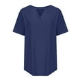thumbnail image 6 of ATOYSOY Women's Loose Tops Tunic Keyhole Neck Retro for Teens Girls Solid Color Summer Pullover Fashion Shirts Casual Relaxed Short Sleeve Blue XL, 6 of 8