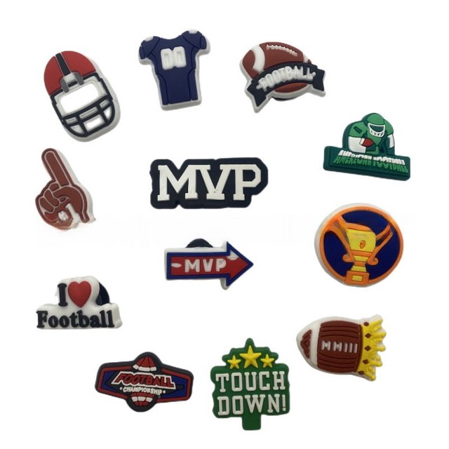 Serie Super Bowl, zapatos de rugby, zapatos con agujeros, accesorios para zapatos, flores, zapatos de jardín, hebillas para zapatos, accesorios para zapatos extraíbles