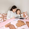 thumbnail image 4 of Erosebridal Girls Personalized Initial H Cute Capybara Bedding Comforter Set 7 Pieces For Kids,Cartoon Fruit Orange Watermelon Flowers Full Bedding Set,Pink Reversible, 4 of 6