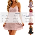 thumbnail image 3 of ZyeKqe Womens Nightgown Lace Spaghetti Strap Sleeveless V Neck Lightweight Loungewear Sleep Shirts Mini Dress, 3 of 7