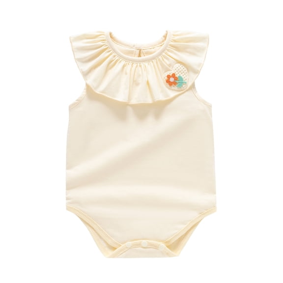 XEGLSBU Baby Girls Bodysuits Soft Solid Romper for 0-16 Months Baby Comfortable Round Neck Casual Babt Girls Clothes for Daily Wear Summer Fall Yellow Size