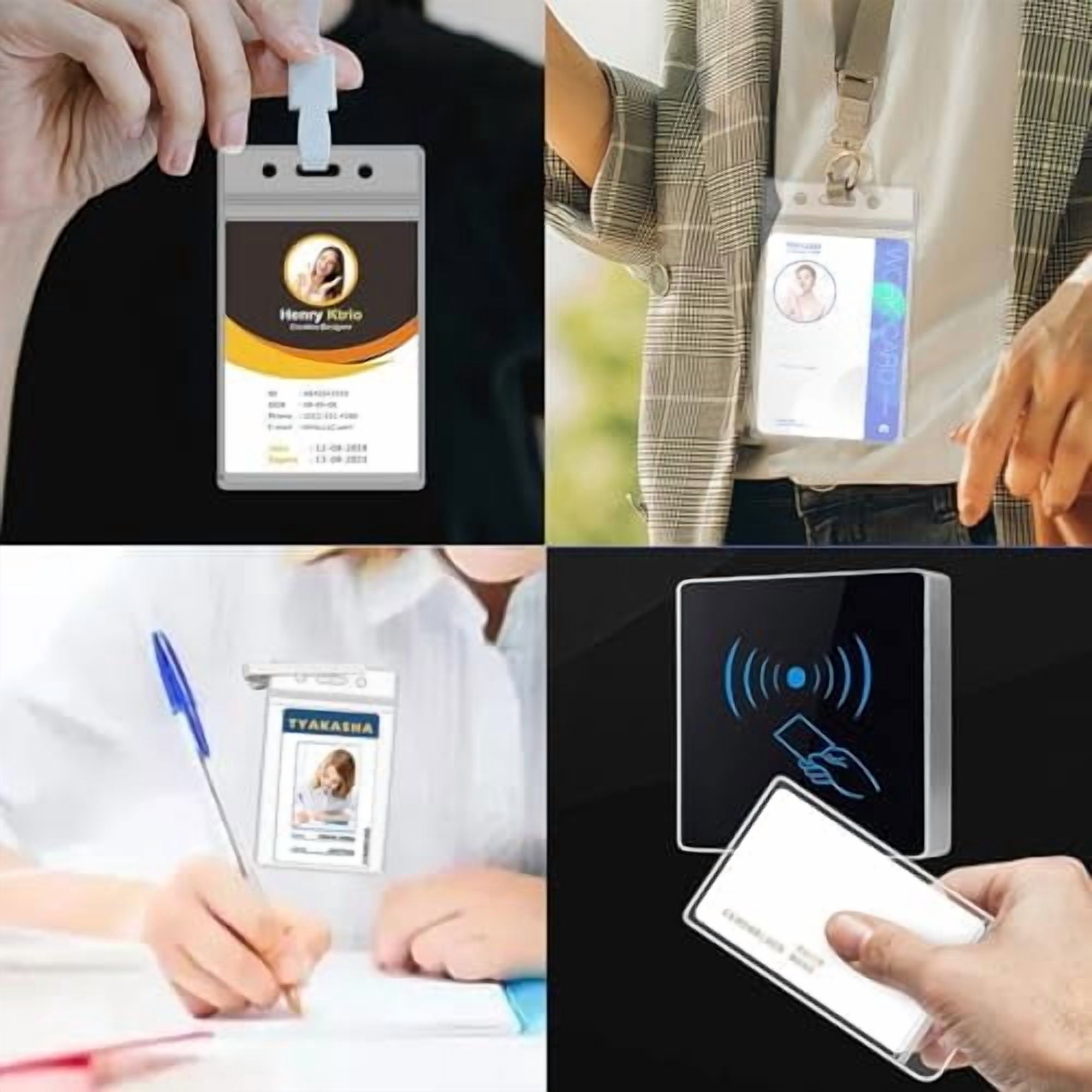 50Pcs Badge Holder, Extra Thick ID Card Name Badge Holder, Vertical Name tag Holder with Waterproof Type Resealable Zip