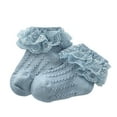 thumbnail image 2 of Kmbangi Baby Girls Lace Princess Socks Double Layer Ruffle Frill Solid Color Hosiery, 2 of 5