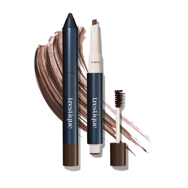 Lápiz y gel para cejas Trestique, lápiz de cejas recargable con cejas integradas, lápiz de cejas y gel para cejas Clean Beauty, sostenible 2 en 1