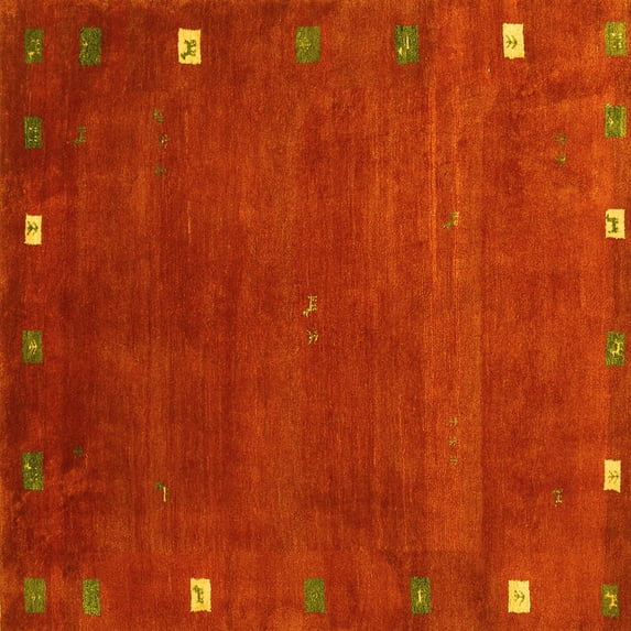 Ahgly Company Indoor Square Abstract Yellow Contemporary Area Rugs, 3' Square