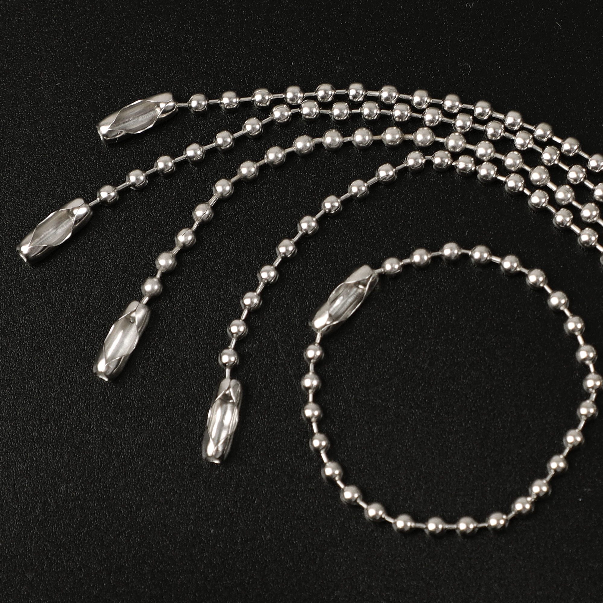100 Pcs Silver Tone 2.4mm Beaded Ball Chain 15cm for Valve Tag