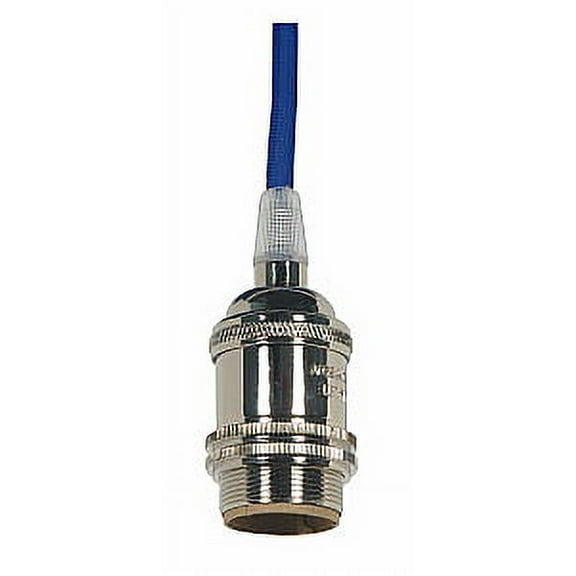 Satco Brass Keyless Polished Nickel Blue Wire Lampholder