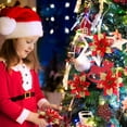 thumbnail image 4 of Dalrosia 12PCS Christmas Glitter Artificial Poinsettia Flowers Xmas Poinsettia Artificial Wedding Flowers Decorations Xmas Tree Ornaments with Clips for Party Favors, 4 of 4