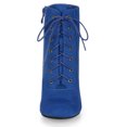 thumbnail image 2 of Botines Cordón Arriba Tacón Alto Chunky Punta Redonda Para Mujer Azul oscuro 36, 2 of 6