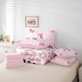 thumbnail image 6 of Erosebridal Pink Leopard Print 7-Piece Twin Bedding Sets For Girls,Letter A Initial Bedding Comforter Set,Pink Reversible, 6 of 7