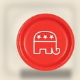 thumbnail image 3 of Beistle Pack of 96 Disposable Red Republican Elephant Dinner Plates 9", 3 of 6