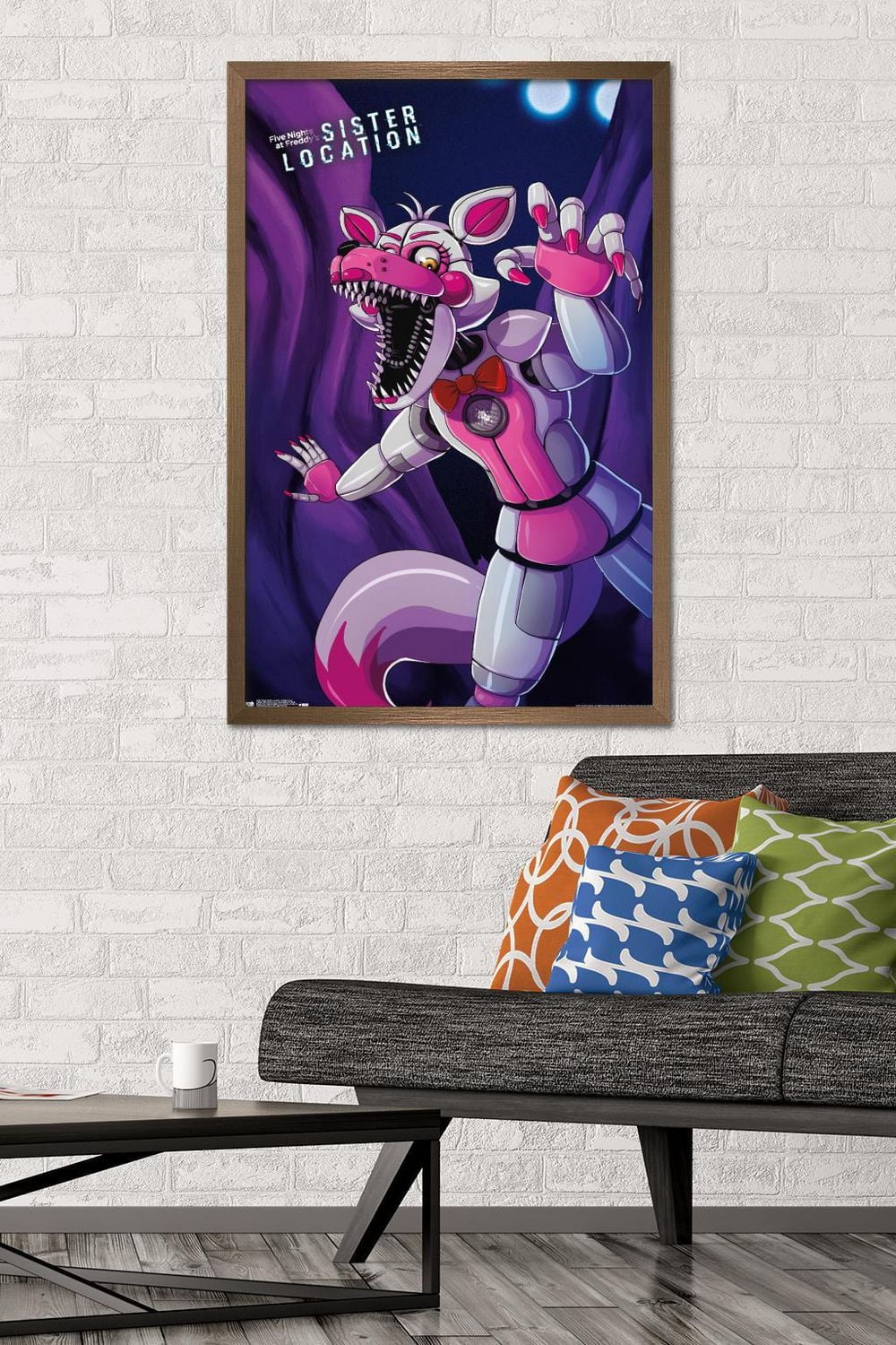 Five Nights at Freddy's: Sister Location - Funtime Foxy Wall Poster, 14.725" x 22.375" Framed
