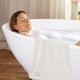 thumbnail image 4 of Toalla De Baño De Terciopelo, Suave, Absorbente Y De Secado Rápido, Tejido Grueso Y Afelpado, Secado Suave Para El Baño Y La Ducha, Color Blanco, 4 of 9