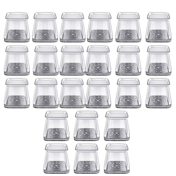 24 Pcs Chair Leg Floor Protectors Square, Silicone Felt Furniture Leg Pads Caps Covers for Hardwood Floors (Fit:1-1/16" to 1-5/8")