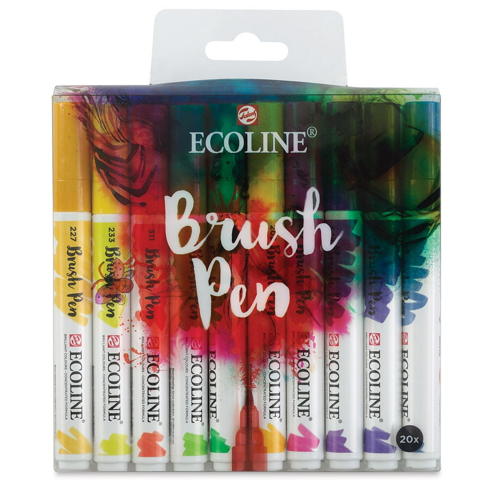 Royal Talens Ecoline Brush Pen Markers Set Assorted Colors, Set of 20