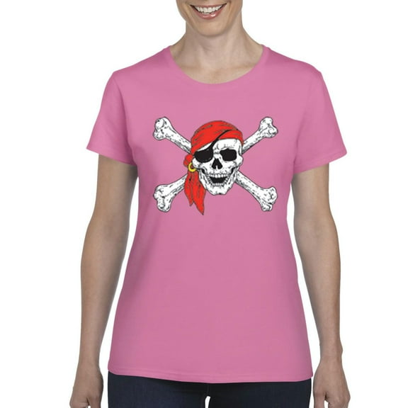 IWPF - Women's T-Shirt Short Sleeve, up to Women Size 3XL - Jolly Roger Skull & Crossbones