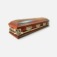 thumbnail image 2 of Pieta Design, Premium Wooden Casket, Royal Plum Finish, White Satin Interior, 80L x 28W x 23H inches, 2 of 2