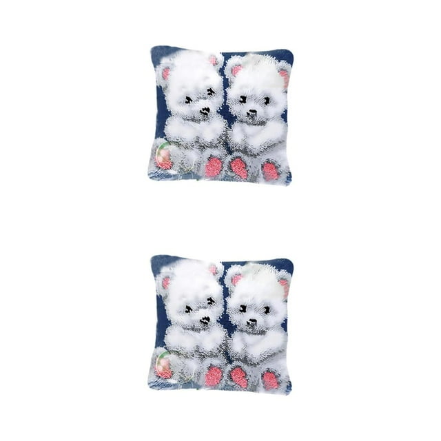 Transemion Creativity DIY Accessories Embroidery Pillow Kits Hypoallergenic Fabric Gift Type1 2Set