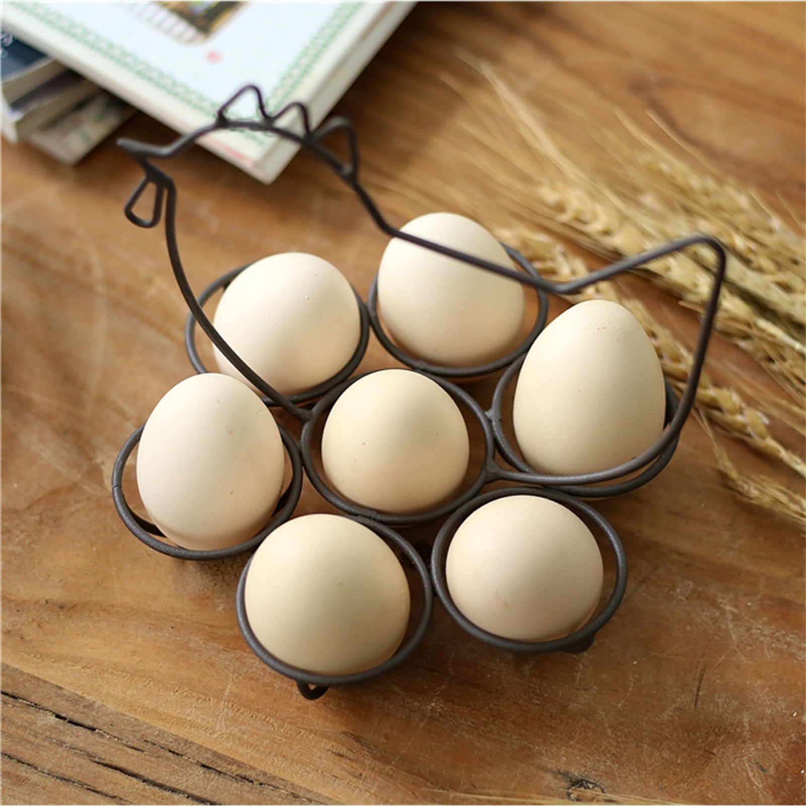 qazqa egg holder countertop egg storage egg baskets for fresh eggs vintage  iron chicken egg basket to 7 eggs american style rural handicrafts(3  colors) 