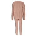 thumbnail image 4 of Gibobby Conjunto de sudadera informal para mujer Conjuntos casuales de suéter de punto de cable para mujer elegantes y cálidos para otoño e invierno(Rosa,XL), 4 of 5