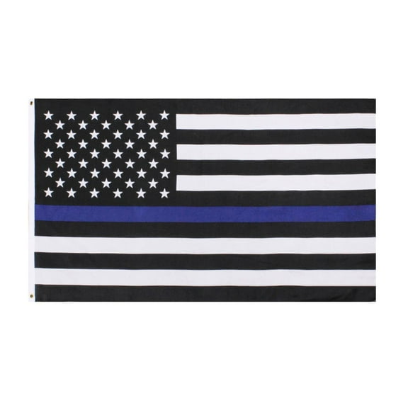 Rothco 3' x 5' Thin Blue Line American Flag, Law Enforcement Support
