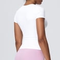 thumbnail image 6 of Garbnen Short Sleeve Shirt Women Slim Fit Crewneck Shirt Women Basic Seamless Yoga Workout Shirts Women White S, 6 of 7