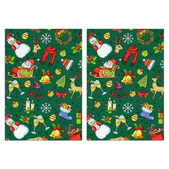 2 Pcs Funny Kitchen Towels,Green Christmas Santa and Snowman Pattern Microfiber Dish Towels,Kitchen Tea Towels,Kitchen Towel Set (18" X 26")