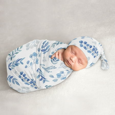 UPC: 0846480088349 | Botanical Blue Baby Cocoon and Beanie Hat Sleep Sack Set by Sweet JoJo Designs