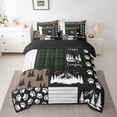 thumbnail image 2 of Feelyou Green Retro Buffalo Bedding Comforter Set 7pcs, Jungle Pine Tree King Bedding Sets, 2 of 8