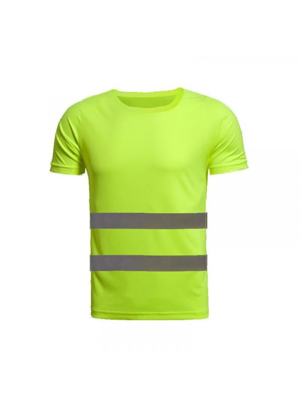 Men Hi Vis Visibility Tops Short Sleeve T-Shirt Safety Reflective Tape Shirts UK 