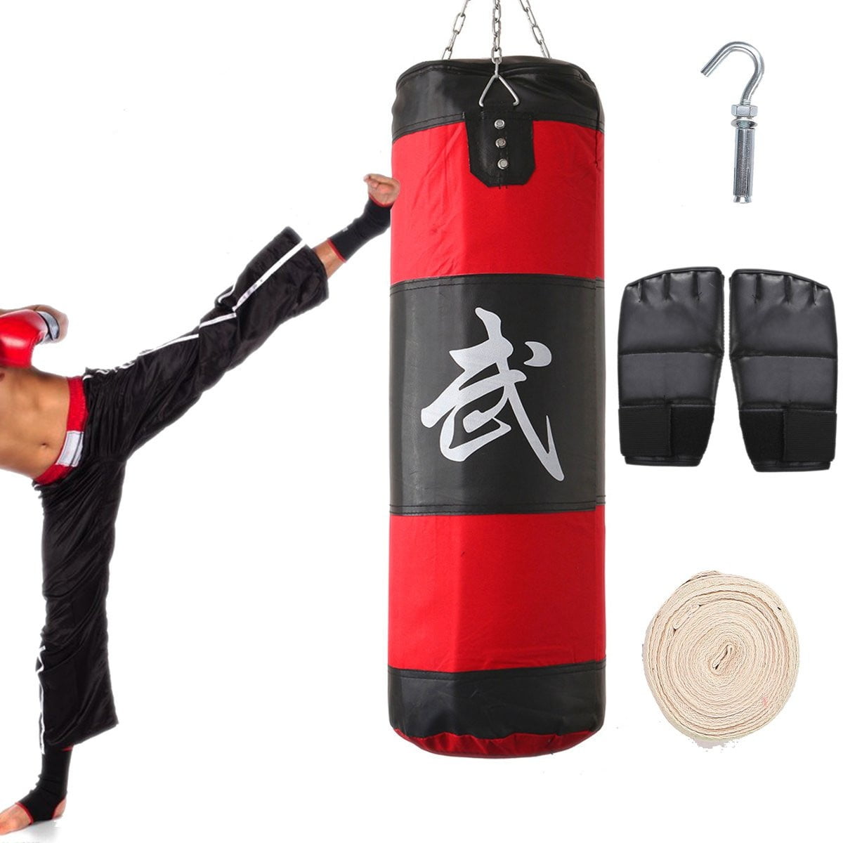 Details about   Heavy Boxing Sand Bag Training Punching Bag Training Gloves Kicking Workout GYM 