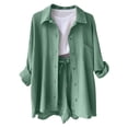 thumbnail image 5 of Short Sets Women 2 Piece Set Button Up Shirts and Shorts Spring Sets Matching Set Women, 5 of 7