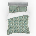 thumbnail image 2 of Floral Duvet Cover Set, Continuous Flowers Pattern Vintage Look Calm Tones Illustration, Bedding Set with Shams and Fitted Sheet, 3 Sizes, by Ambesonne, 2 of 3
