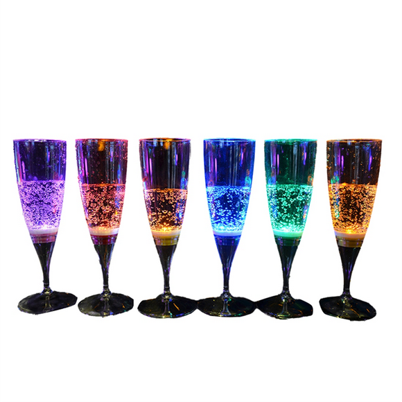 Luminous Bar Cup KTV Luminous Cocktail Glass 6pcs Luminous Cups Food Grade Plastic Wine Glass LED Light Glasses Battery,6 x wine glasses
