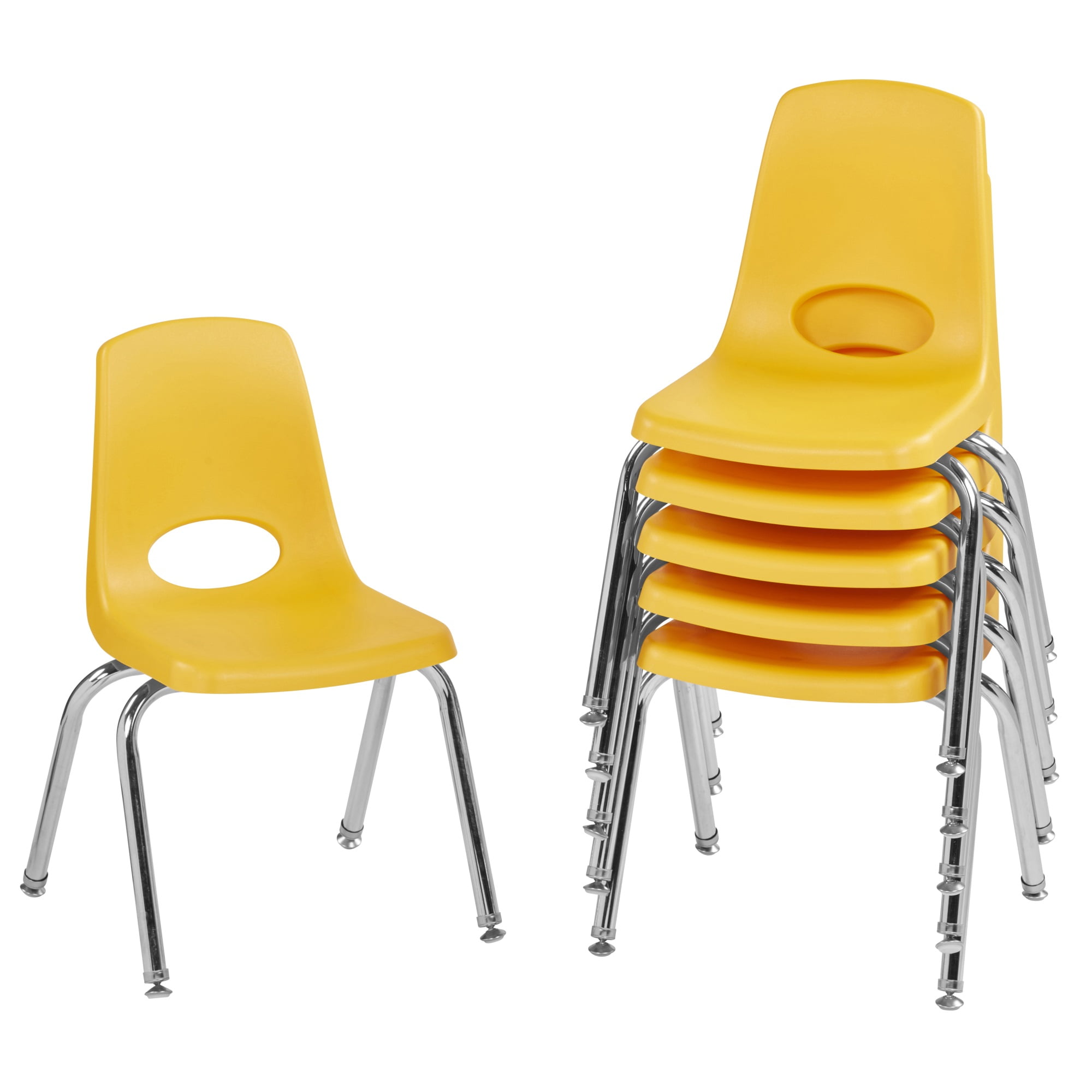 6-Pack Navy 14 School Stack Chair, Stacking Student Chairs with Chromed Steel Legs and Nylon Swivel Glides 