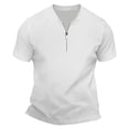 thumbnail image 5 of Mens T-Shirts with Zip Summer Plain V Neck Short Sleeve Dress Shirts Casual Tops, 5 of 5