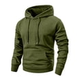 thumbnail image 2 of Fleece Big and Tall Hoodies for Men Blank Fleece Lined Running Men's Sweatshirts Long Sleeve Drawstring Hood with Pocket Army Green 2XL, 2 of 6